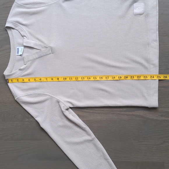GYMSTARK | Waffle Knit Shirt Notch Neck Long Sleeve, Beige, Womens L - Picture 11 of 12